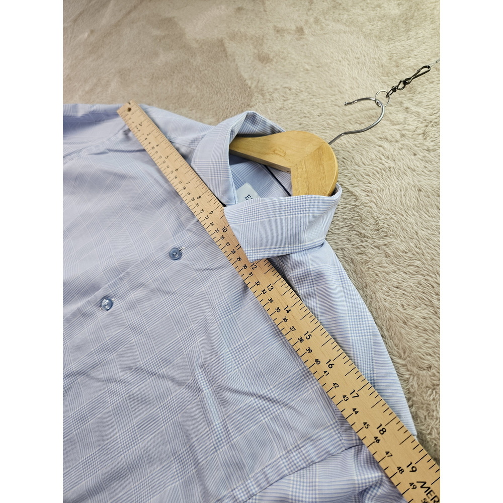 Eton Dress Shirt Slim Fit Size 42 16½ Plaid Light Blue Check Pattern - Picture 6 of 10
